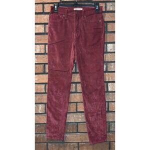 Madewell Womens 10" High-Rise Skinny Velvet Red Jeans Size 26P